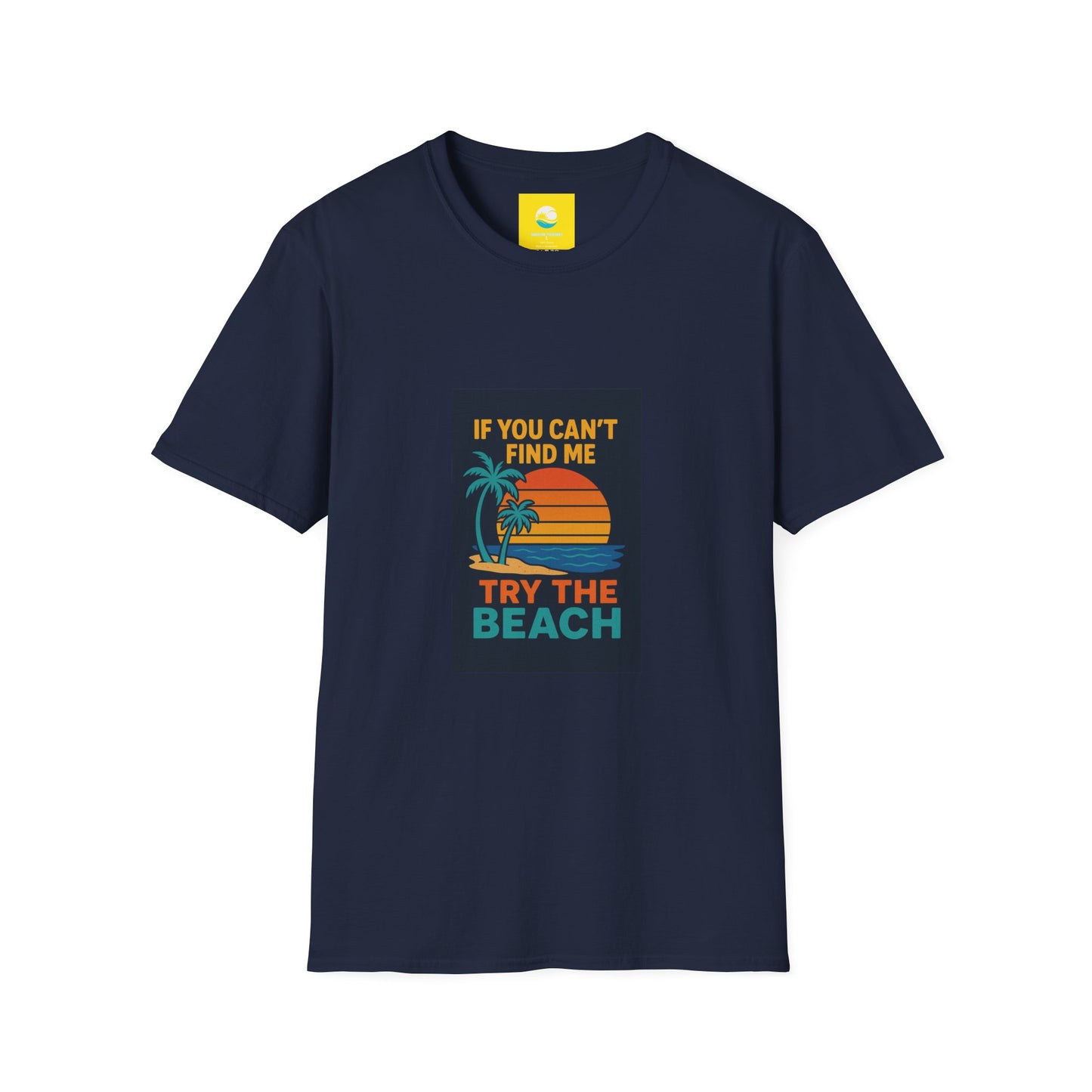 If You Can't Find Me Try The Beach T-Shirt — Retro Sunset Palm Graphic Tee
