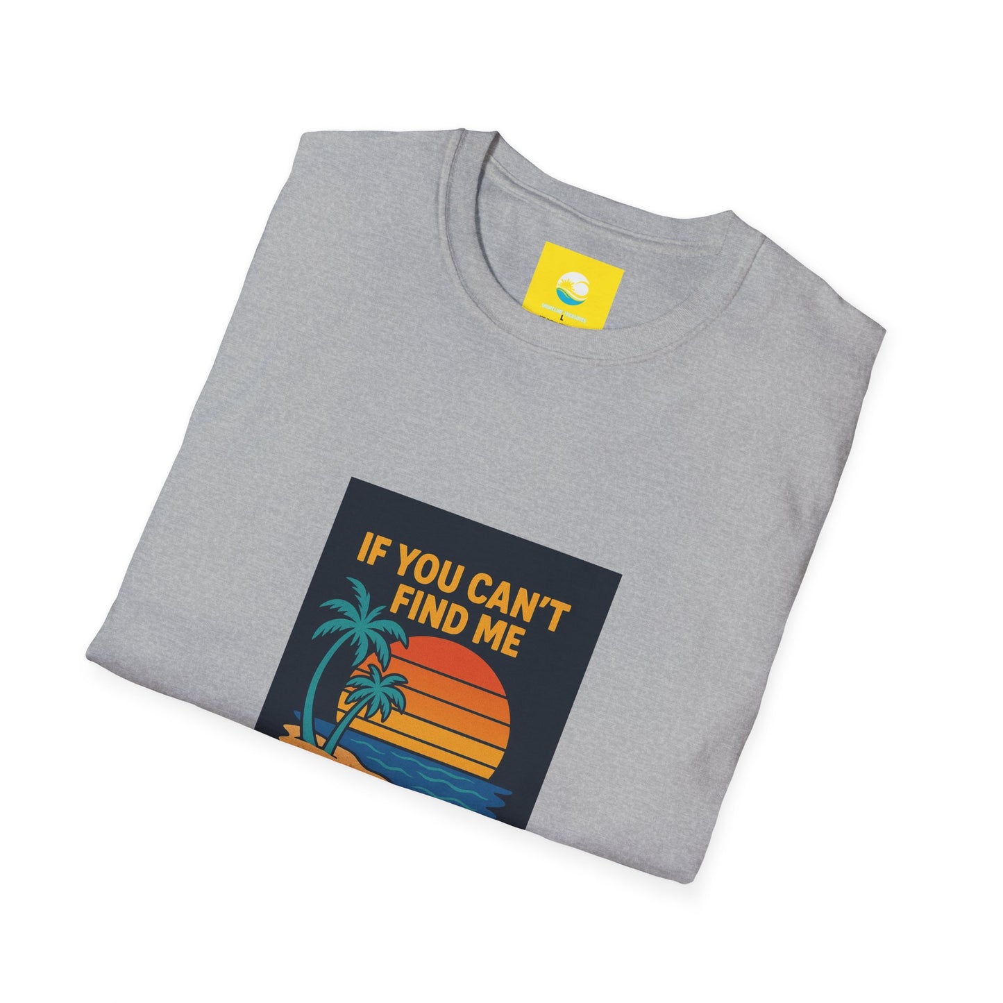 If You Can't Find Me Try The Beach T-Shirt — Retro Sunset Palm Graphic Tee