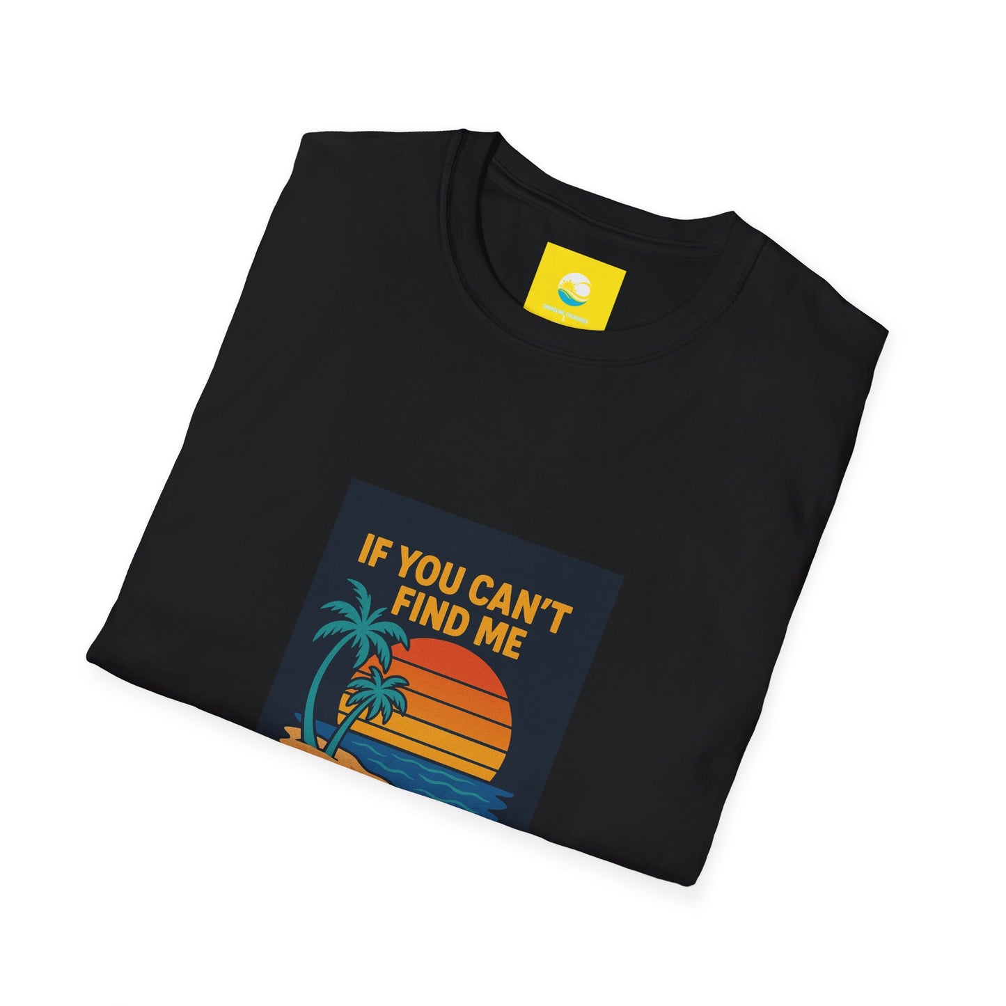 If You Can't Find Me Try The Beach T-Shirt — Retro Sunset Palm Graphic Tee