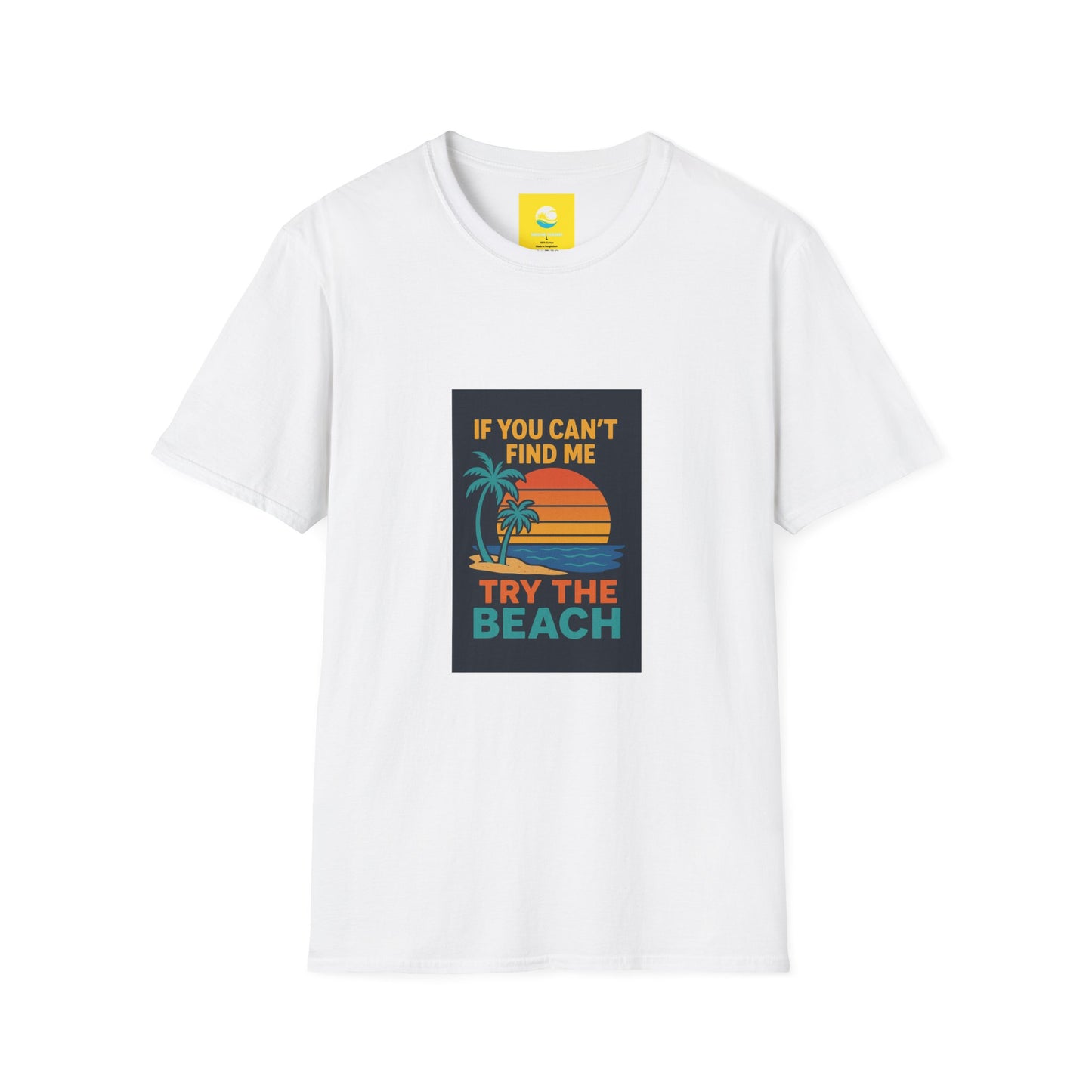 If You Can't Find Me Try The Beach T-Shirt — Retro Sunset Palm Graphic Tee