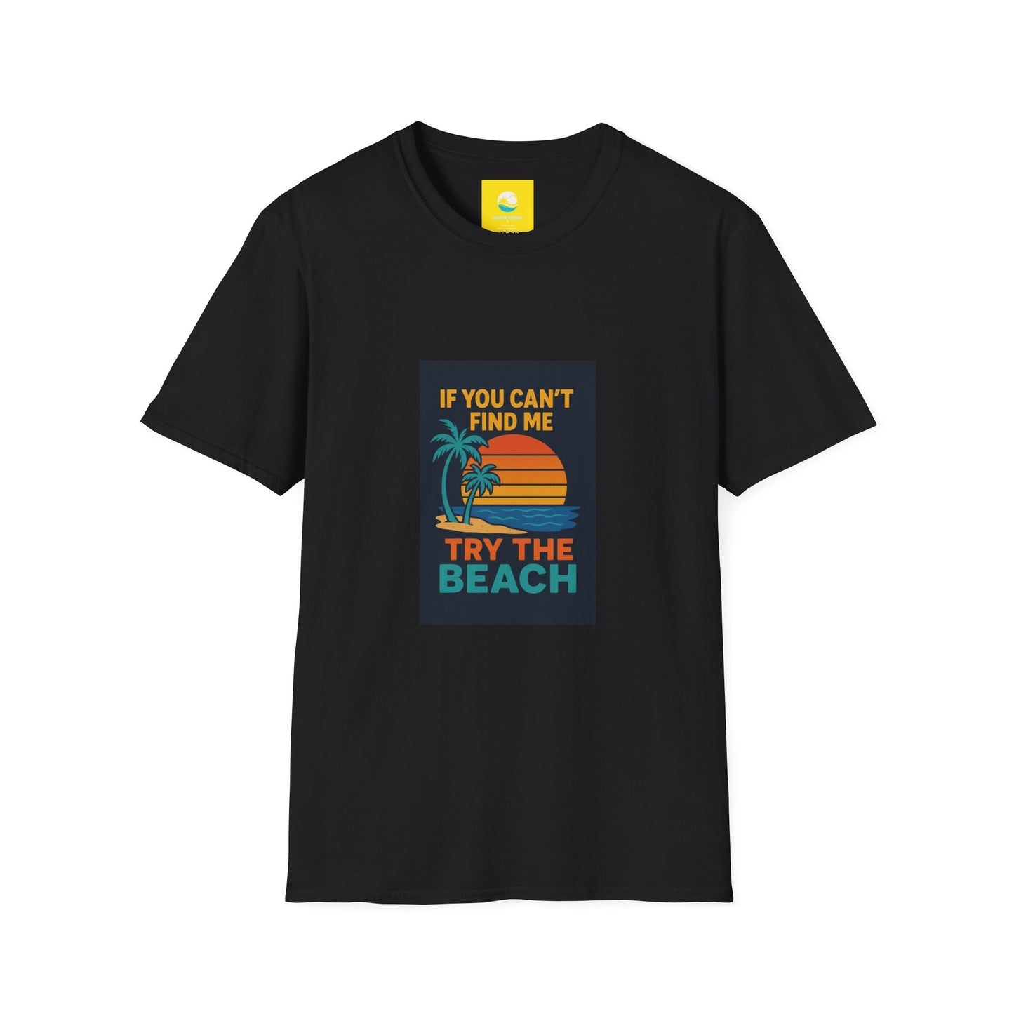 If You Can't Find Me Try The Beach T-Shirt — Retro Sunset Palm Graphic Tee