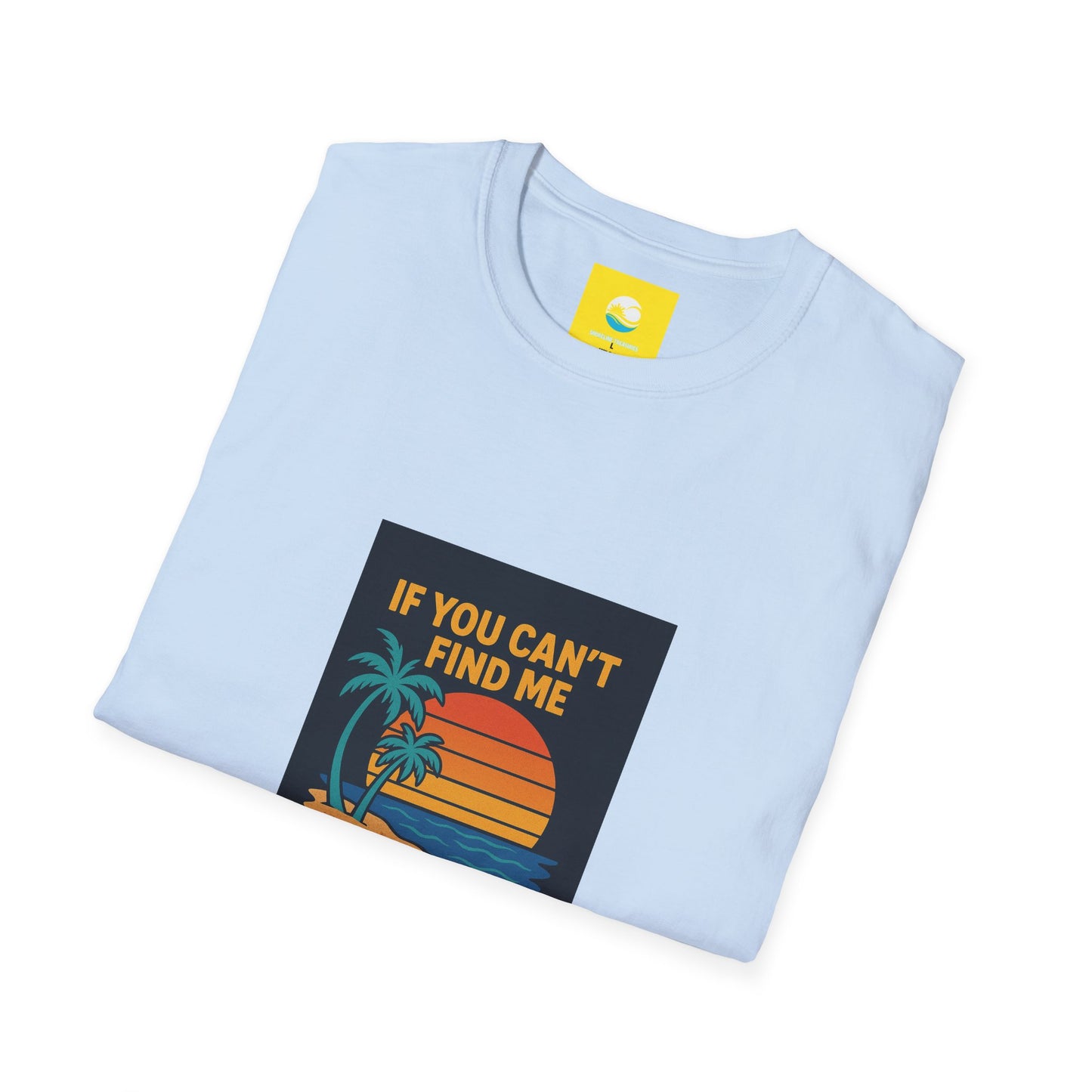 If You Can't Find Me Try The Beach T-Shirt — Retro Sunset Palm Graphic Tee