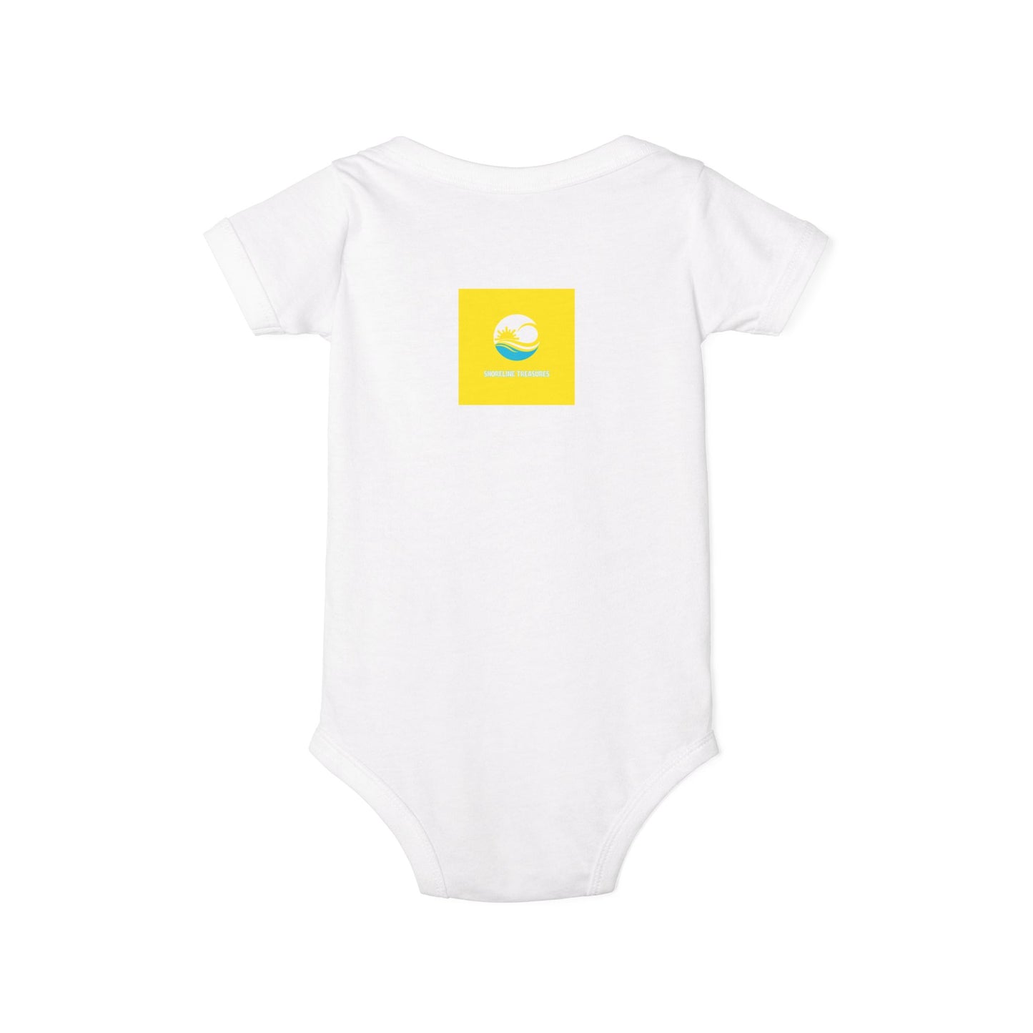 Infant Bodysuit “Born to Beachcomb” Baby One-Piece — Cute Retro Sunset & Surf Logo