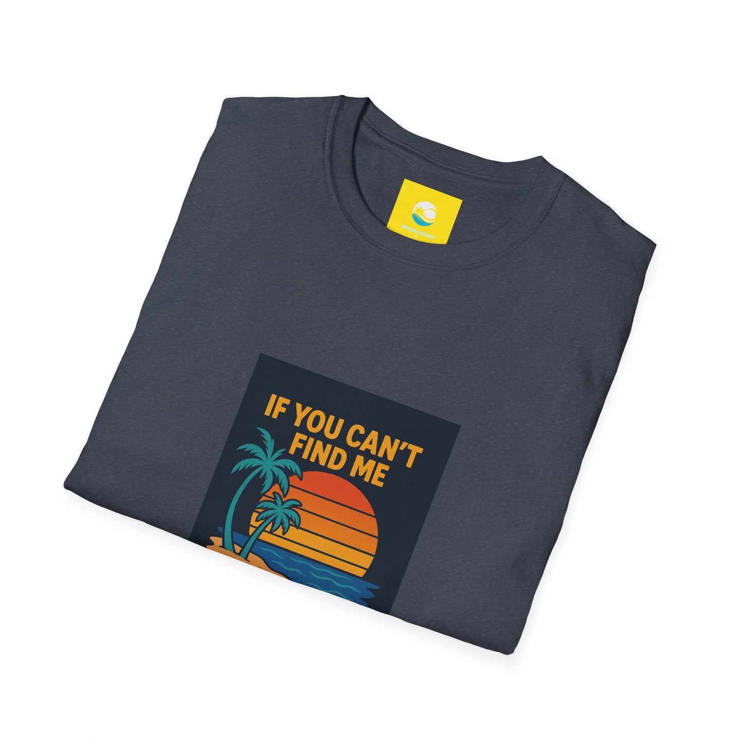 If You Can't Find Me Try The Beach T-Shirt — Retro Sunset Palm Graphic Tee