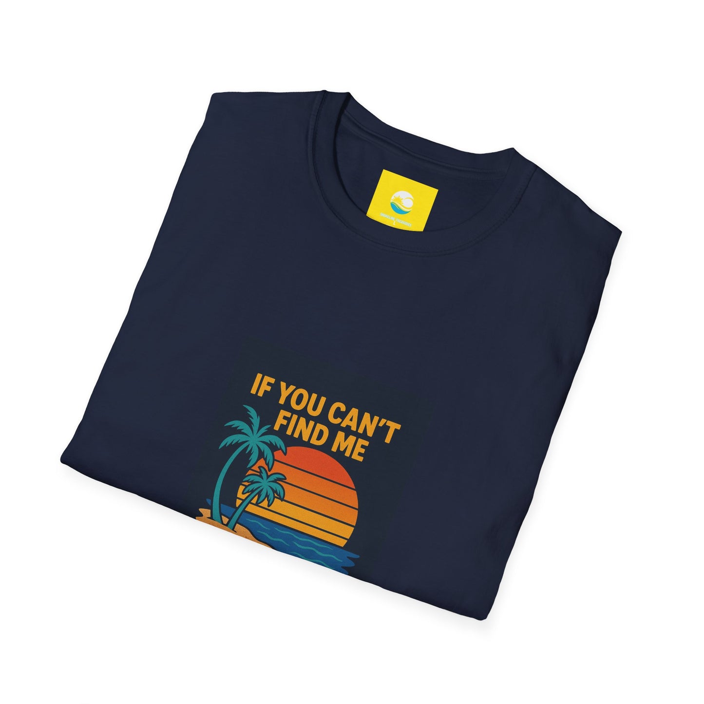 If You Can't Find Me Try The Beach T-Shirt — Retro Sunset Palm Graphic Tee