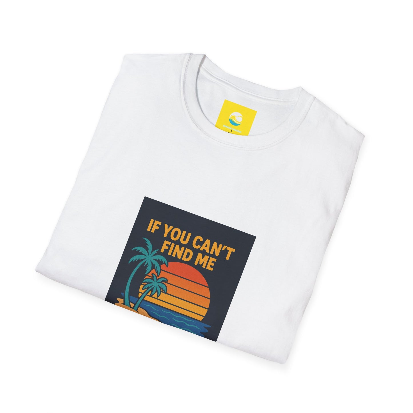 If You Can't Find Me Try The Beach T-Shirt — Retro Sunset Palm Graphic Tee